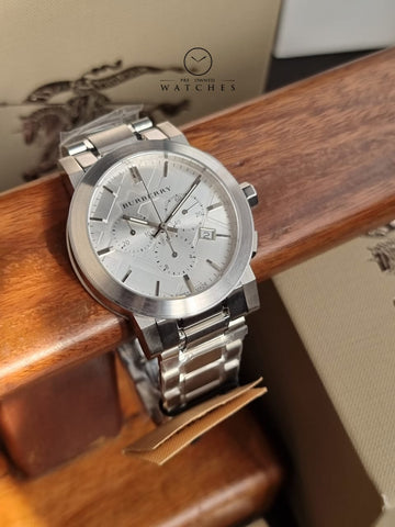 BURBERRY Silver Dial Chronograph Stainless Steel Men's Watch BU9350